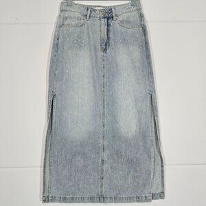 Rebecca Minkoff Denim Maxi Skirt Size 4 Light Blue Y2K NWOT